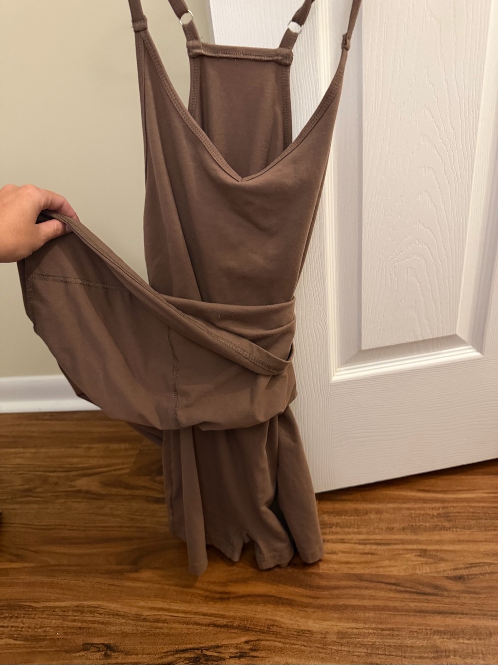Women’s Brown Pocket Slip Dress - Comfortable Shorts inside - Picture 3 of 4